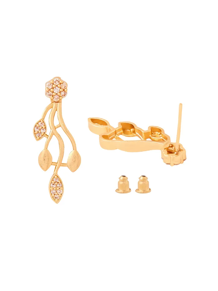 Earrings Yellow Chimes Diamond Necklace Set White Stone Gold Plated Jewelry Elegant Design One Size Gold