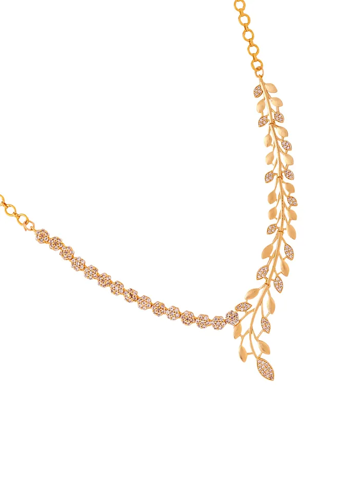 Earrings Yellow Chimes Diamond Necklace Set White Stone Gold Plated Jewelry Elegant Design One Size Gold