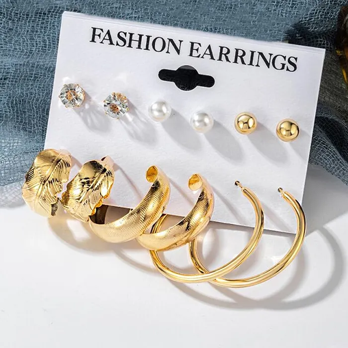Earrings Yellow Chimes Earrings for Women and Girls Fashion White Pearl Hoops Set Gold Plated Combo of 12 Pairs Stud Hoop Earring Set Birthday Gift for girls and women Anniversary Gift for Wife Yellow Chimes