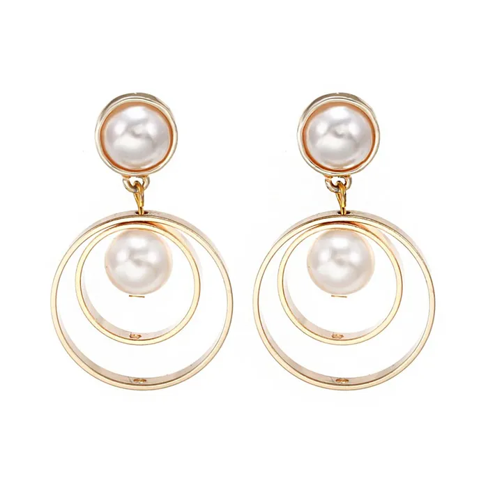 Earrings Yellow Chimes Earrings For Women Gold Tone Pearl Circle Dngle Drop Earring For Women and Girl Yellow Chimes