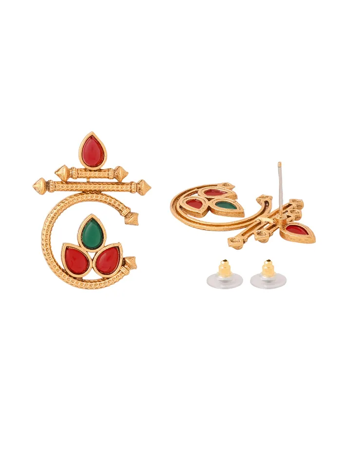 Earrings Yellow Chimes Elegant Drop Earrings Gold Plated with Intricate Design Push Back Closure 5cm x 3cm Gold
