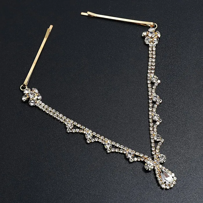 Earrings Yellow Chimes Head Chain For Women Gold Toned Crystal Studded Head Chain For Women and Girls Yellow Chimes