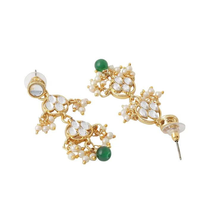 Earrings Yellow Chimes Jewellery Set for Women and Girls Kundan Necklace Set Gold Plated Green Maroon Beads Drop Kundan Necklace Set Birthday Gift for girls and women Anniversary Gift for Wife Yellow Chimes