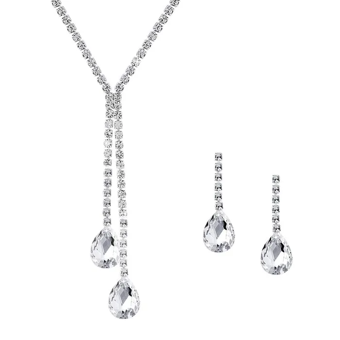 Earrings Yellow Chimes Jewellery Set for Women Sparkling White Crystals Jewellery Set with Earrings Necklace Set for Women and Girls Yellow Chimes