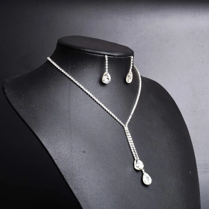 Earrings Yellow Chimes Jewellery Set for Women Sparkling White Crystals Jewellery Set with Earrings Necklace Set for Women and Girls Yellow Chimes