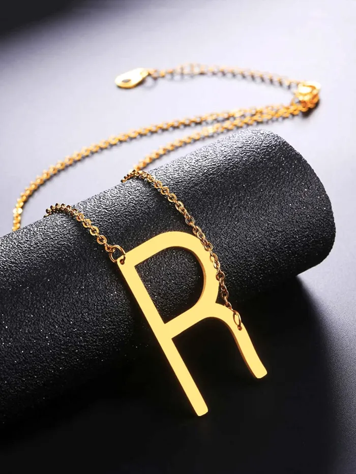 Earrings Yellow Chimes Latest Fashion Stainless Steel Gold Plated Initial Pendant with Alphabet R for Women and Girls Medium YCFJPDALPHBTRGL Yellow Chimes