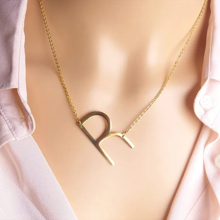 Earrings Yellow Chimes Latest Fashion Stainless Steel Gold Plated Initial Pendant with Alphabet R for Women and Girls Medium YCFJPDALPHBTRGL Yellow Chimes