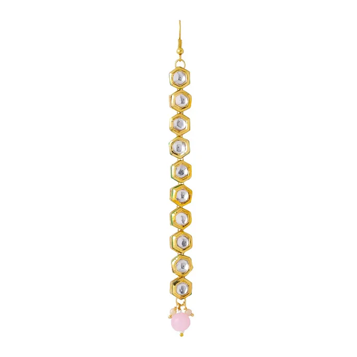 Earrings Yellow Chimes Maangtikka for Women Gold Toned Kundan Studded Single Line Designed Pink Pearl Drop Maangtikka for Women and Girls Yellow Chimes Earrings Yellow Chimes Maangtikka for Women Gold Toned Kundan Studded Single Line Designed Pink Pearl Drop Maangtikka for Women and Girls Yellow Chimes