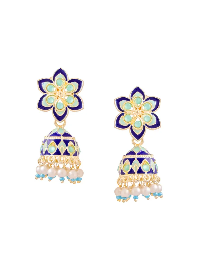 Earrings Yellow Chimes Meenakari Jhumka Earrings Traditional Multicolor Design 44 cm Length Lightweight Gold Plated