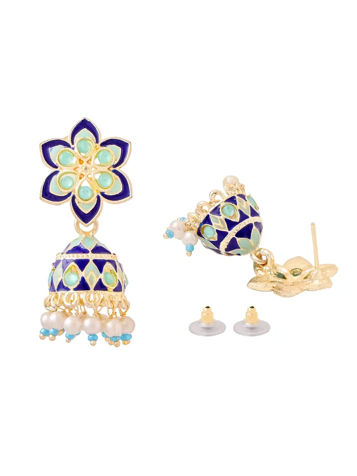 Earrings Yellow Chimes Meenakari Jhumka Earrings Traditional Multicolor Design 44 cm Length Lightweight Gold Plated