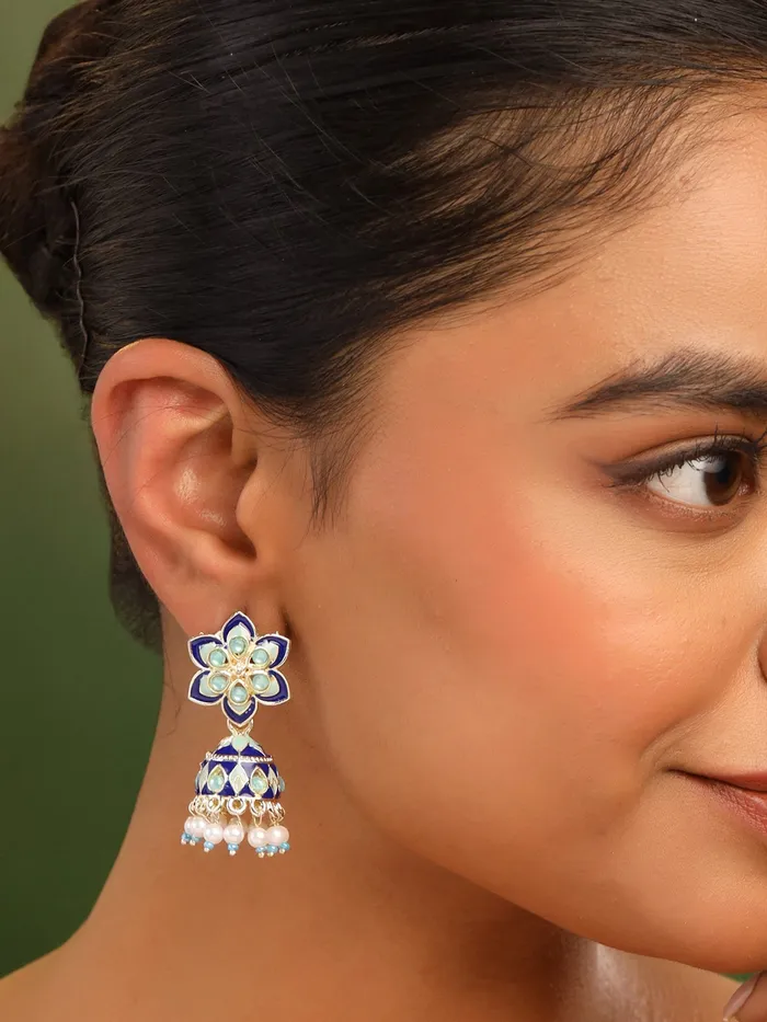 Earrings Yellow Chimes Meenakari Jhumka Earrings Traditional Multicolor Design 44 cm Length Lightweight Gold Plated