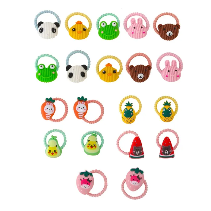Earrings Yellow Chimes Melbees by Yellow Chimes Rubber Bands for Girls Kids Hair Accessories for Girls Hair Tie 20 Pcs Cute Characters Rubberbands for Kids Ponytail Holder For Baby Girls Toddlers