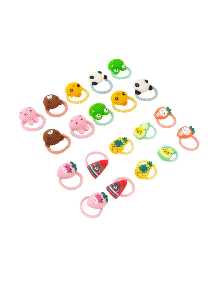 Earrings Yellow Chimes Melbees by Yellow Chimes Rubber Bands for Girls Kids Hair Accessories for Girls Hair Tie 20 Pcs Cute Characters Rubberbands for Kids Ponytail Holder For Baby Girls Toddlers