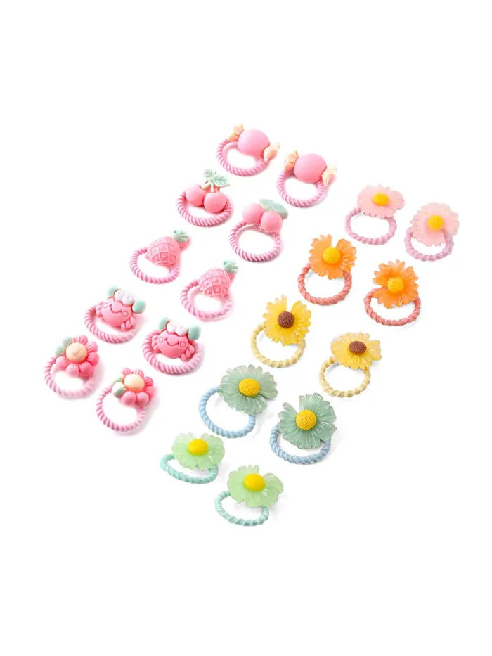 Earrings Yellow Chimes Melbees by Yellow Chimes Rubber Bands for Girls Kids Hair Accessories for Girls Hair Tie 20 Pcs Cute Characters Rubberbands for Kids Ponytail Holder For Baby Girls Toddlers