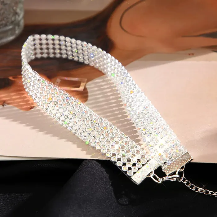 Earrings Yellow Chimes Necklace for Women and Girls Fashion Silver Choker Necklace for Women Western Silver Toned Rhinestone Choker Necklace Birthday Gift for Girls Women Anniversary Gift for Wife Yellow Chimes