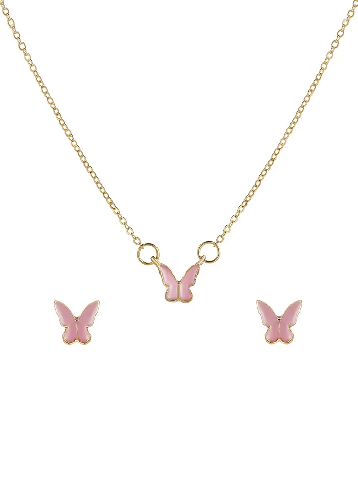 Earrings Yellow Chimes Necklace Set For Women Gold Tone Chain Pink Color Butterfly Charm Attached With Butterfly Shape Earrings For Women and Girls Yellow Chimes Earrings Yellow Chimes Necklace Set For Women Gold Tone Chain Pink Color Butterfly Charm Attached With Butterfly Shape Earrings For Women and Girls Yellow Chimes