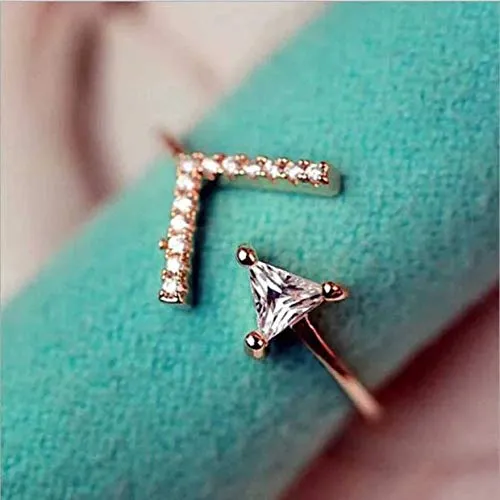 Earrings Yellow Chimes Rings for Women Rose Gold Plated Ring Creative Lucky Triangle Shaped Crystal Adjustable Rings For Women And Girls Yellow Chimes