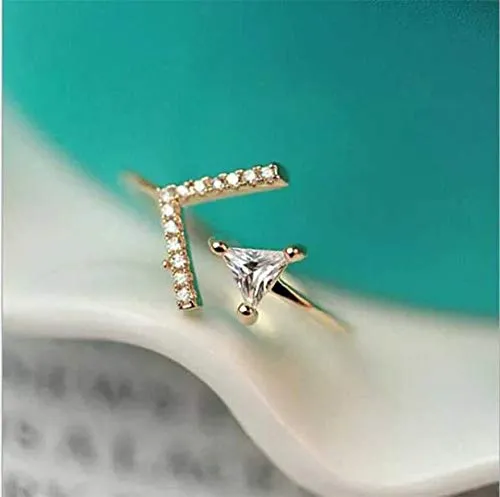 Earrings Yellow Chimes Rings for Women Rose Gold Plated Ring Creative Lucky Triangle Shaped Crystal Adjustable Rings For Women And Girls Yellow Chimes