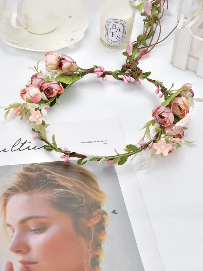 Earrings Yellow Chimes Tiara Fabric Floral Hair Vine for Women and Girls Pink Bridal Hair Vine Tiara Headband Hair Accessories Yellow Chimes