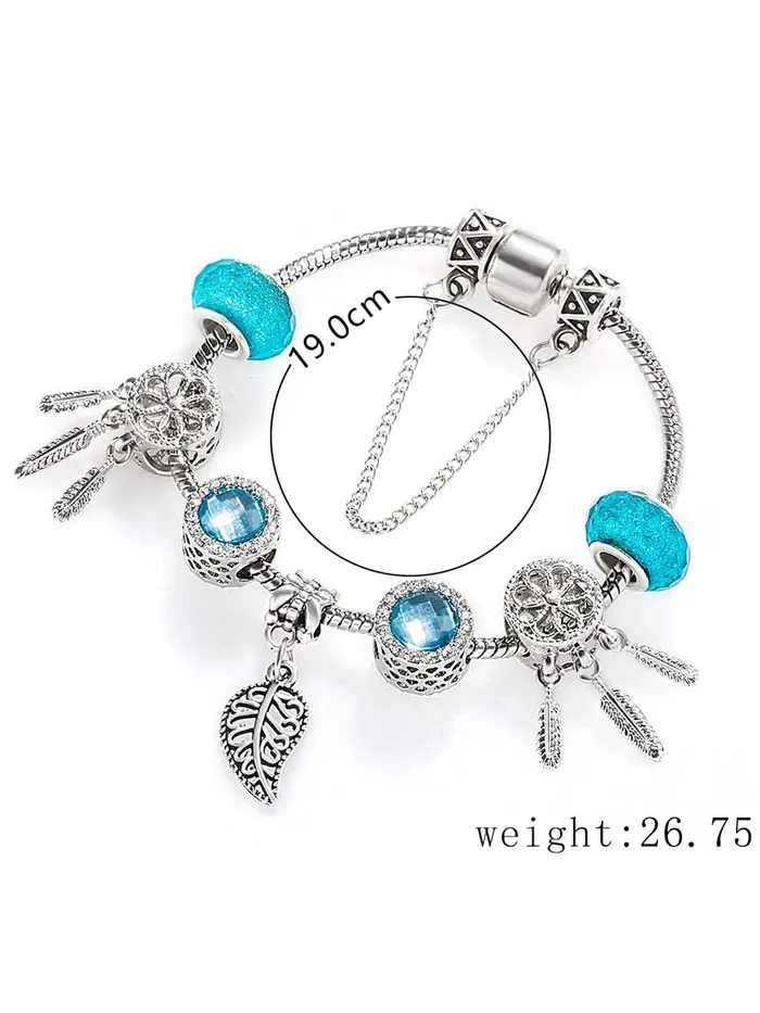Earrings Yellow Chimes Yellow Chimes Bracelet for Women and Girls Blue Crystal Pandora Bracelets for Women Silver Toned Crystal Pandora Charm Bracelet Birthday Gift For girls and women Anniversary Gift for Wife