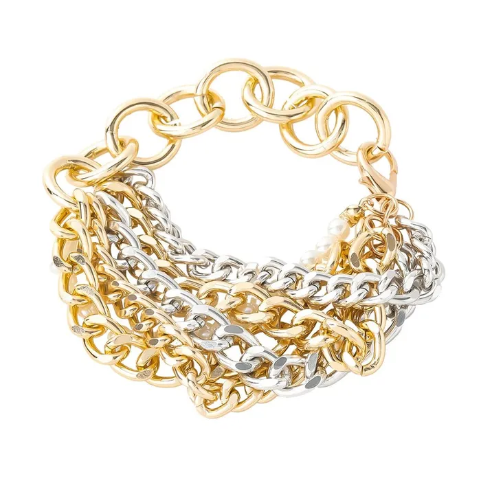 Earrings Yellow Chimes Yellow Chimes Bracelet For Women Multicolor Connected Chain Designed Multilayer Bracelet For Women and Girls