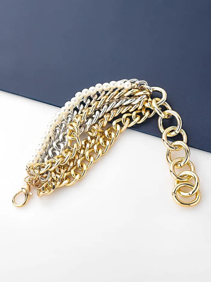 Earrings Yellow Chimes Yellow Chimes Bracelet For Women Multicolor Connected Chain Designed Multilayer Bracelet For Women and Girls
