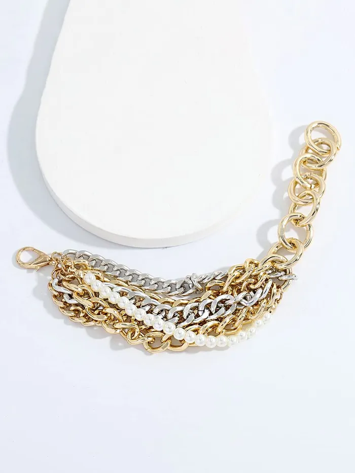 Earrings Yellow Chimes Yellow Chimes Bracelet For Women Multicolor Connected Chain Designed Multilayer Bracelet For Women and Girls