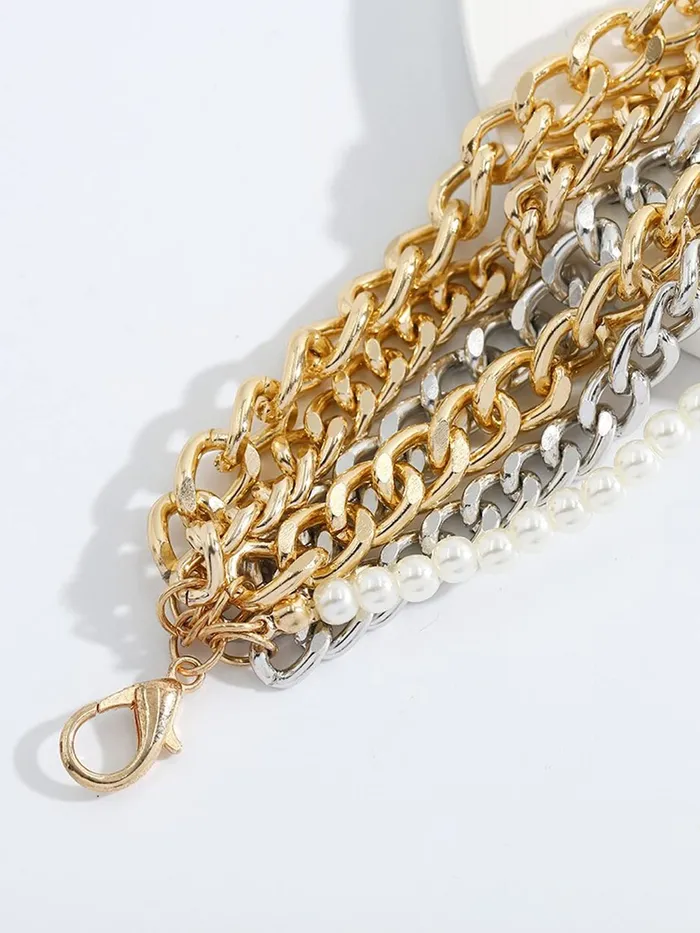 Earrings Yellow Chimes Yellow Chimes Bracelet For Women Multicolor Connected Chain Designed Multilayer Bracelet For Women and Girls