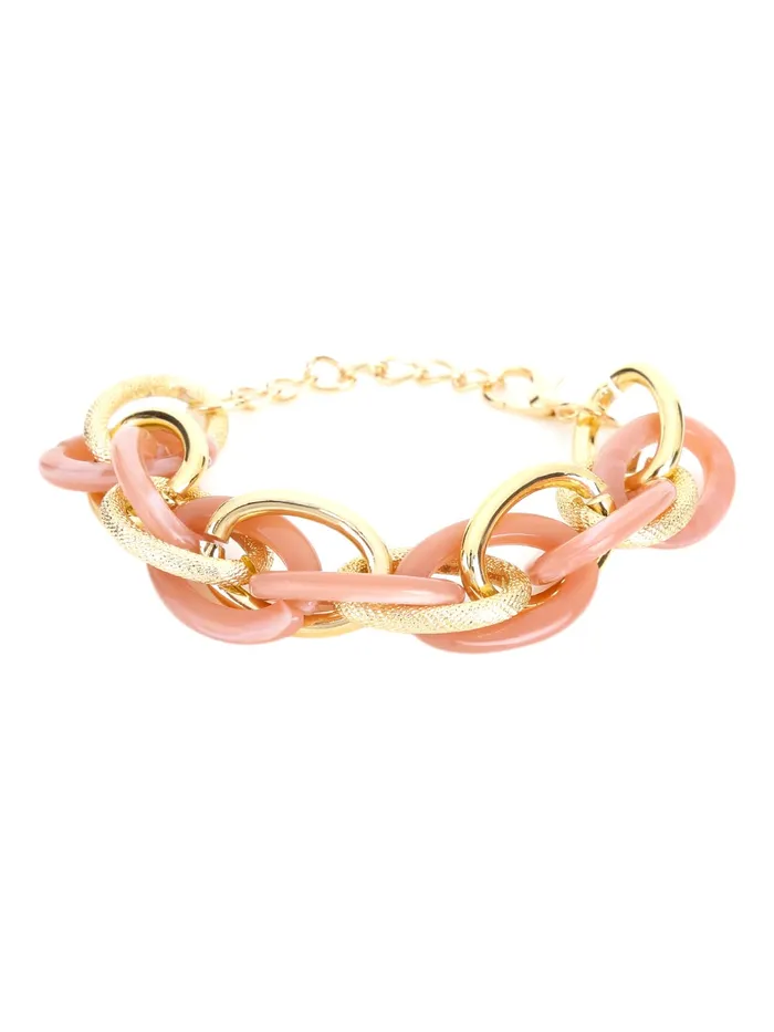 Earrings Yellow Chimes Yellow Chimes Chain Bracelet for Women Stainless Steel Gold Plated Big Peach Link Chain Bracelet for Women and Girls