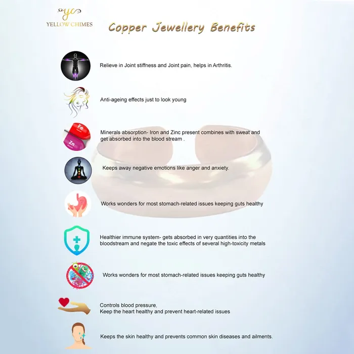Earrings Yellow Chimes Yellow Chimes Copper Rings for Men Hand Crafted Magnetic Pure Copper Tamba Provides Healthier Immune Prevent Joint Pain Adjustable US7 Ring For Women and Men