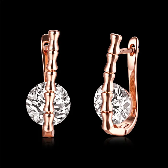 Earrings Yellow Chimes YELLOW CHIMES Crystal 18K Rose Gold Pated Swiss AAA Zircons Designer Earrings for Women