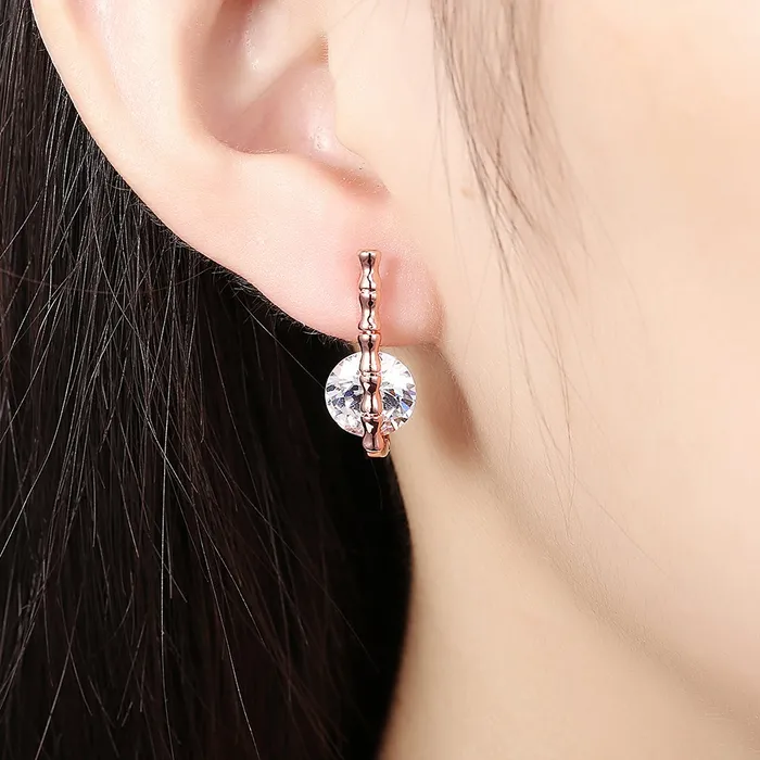 Earrings Yellow Chimes YELLOW CHIMES Crystal 18K Rose Gold Pated Swiss AAA Zircons Designer Earrings for Women
