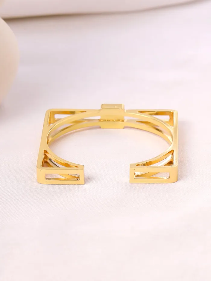 Earrings Yellow Chimes Yellow Chimes Cuff Bracelet Golden Fashion Cuff with Cubic Zirconia 26 in Gold