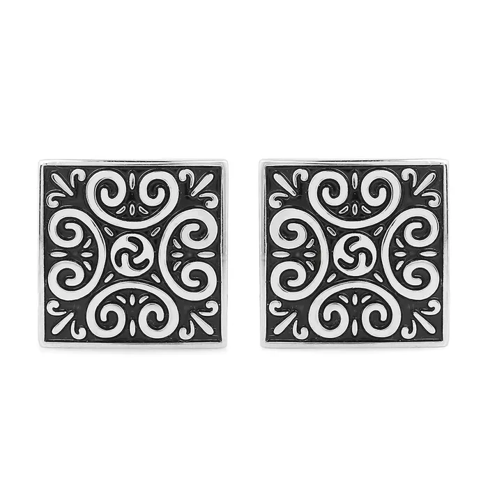 Earrings Yellow Chimes Yellow Chimes Cufflinks for Men Cuff links Stainless Steel Black Square Cufflinks for Men and Boys