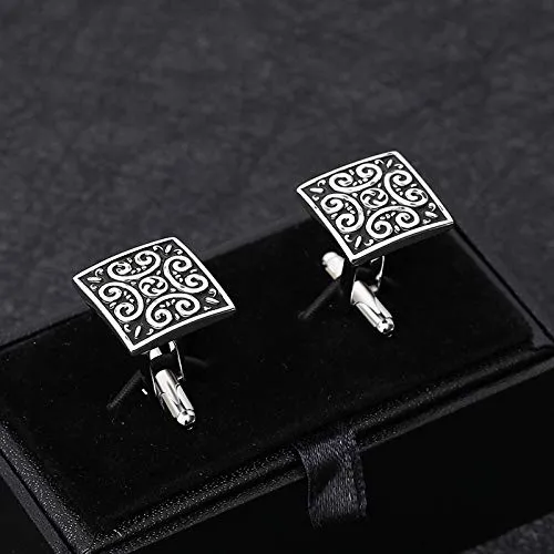 Earrings Yellow Chimes Yellow Chimes Cufflinks for Men Cuff links Stainless Steel Black Square Cufflinks for Men and Boys