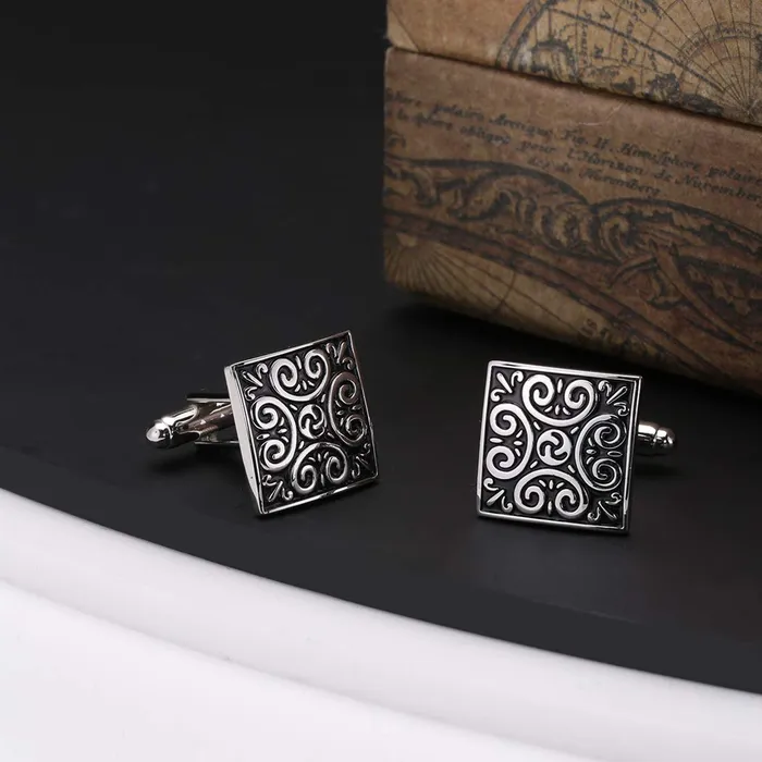 Earrings Yellow Chimes Yellow Chimes Cufflinks for Men Cuff links Stainless Steel Black Square Cufflinks for Men and Boys