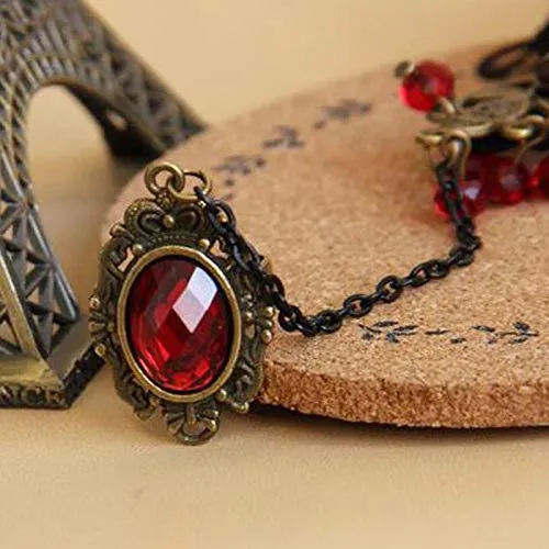 Earrings Yellow Chimes Yellow Chimes Designer Collection Gothic Red Black Rose Lace Hand Harness with Adjustable Finger Ring Charm Bracelet for Women and Girls