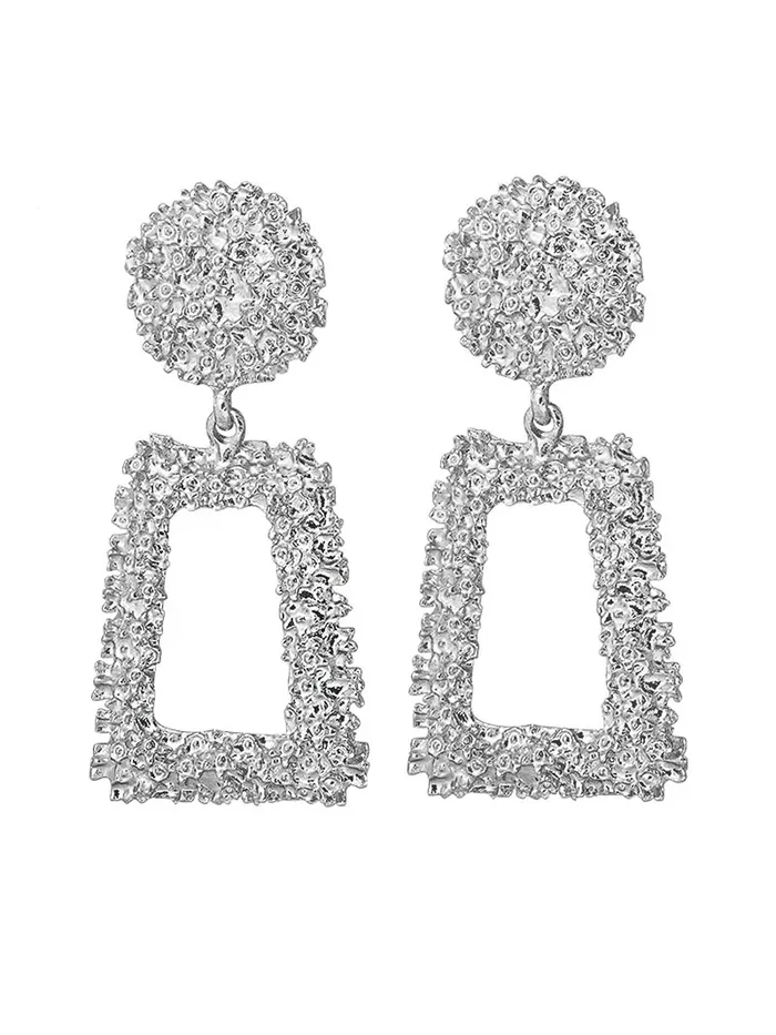 Earrings Yellow Chimes Yellow Chimes Drop Earrings for Women Geometric Shaped Silver Square Danglers Drop Earrings for Womenand Girls