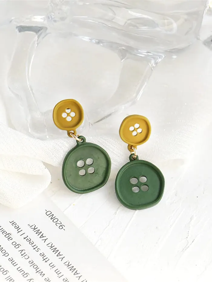 Earrings Yellow Chimes Yellow Chimes Earrings for Women and Girls Drop Earrings for Girls Multicolor Shirt Button Designed Drop Earrings Birthday Gift for girls and women Anniversary Gift for Wife