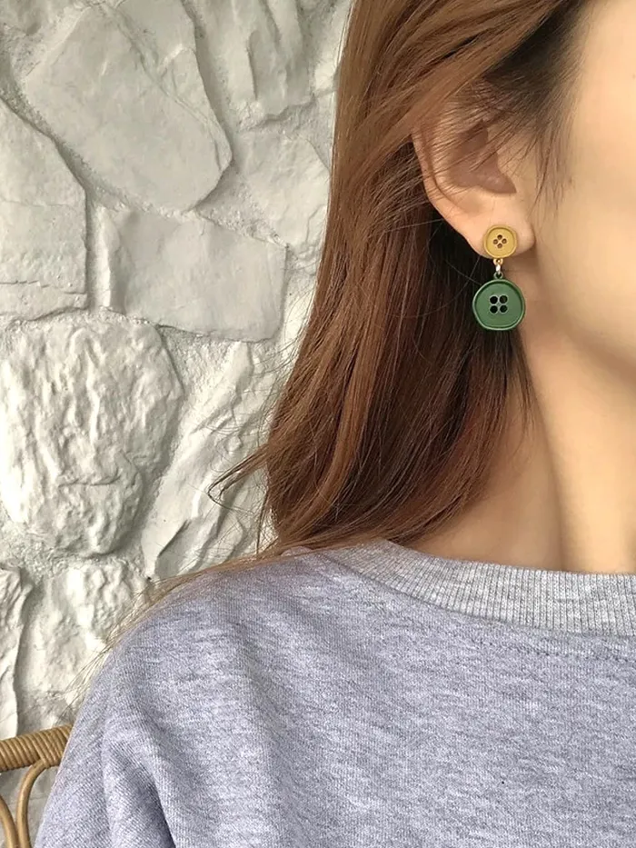 Earrings Yellow Chimes Yellow Chimes Earrings for Women and Girls Drop Earrings for Girls Multicolor Shirt Button Designed Drop Earrings Birthday Gift for girls and women Anniversary Gift for Wife