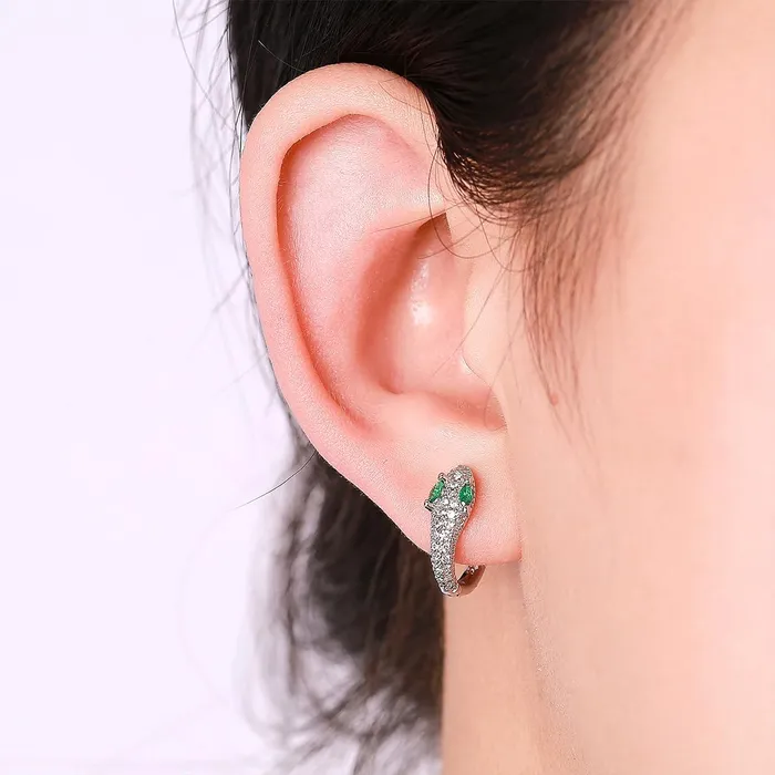 Earrings Yellow Chimes Yellow Chimes Earrings for Women and Girls Fashion Silver Crystal Hoops Silver Toned Snake Shaped Hoop Earrings Birthday Gift for Girls Women Anniversary Gift for Wife
