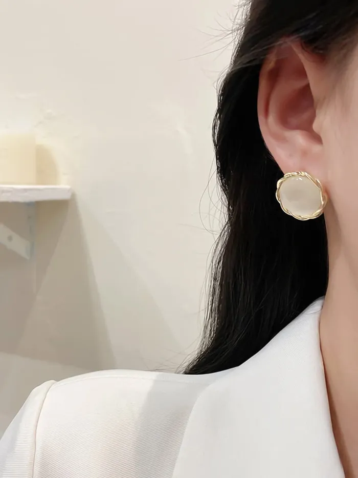 Earrings Yellow Chimes Yellow Chimes Earrings for Women and Girls Studs for Girls Gold Tone Round Opal Stud Earrings Birthday Gift for girls and women Anniversary Gift for Wife