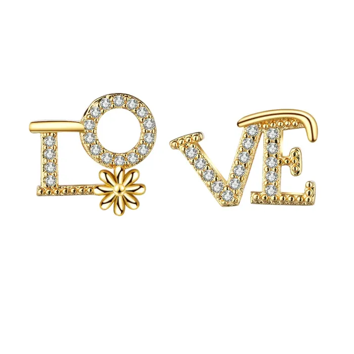 Earrings Yellow Chimes Yellow Chimes Earrings for Women and Girls Studs for Women Gold Toned LOVE Stud Earrings Birthday and Valentine Gift for girls and women Anniversary Gift for Wife