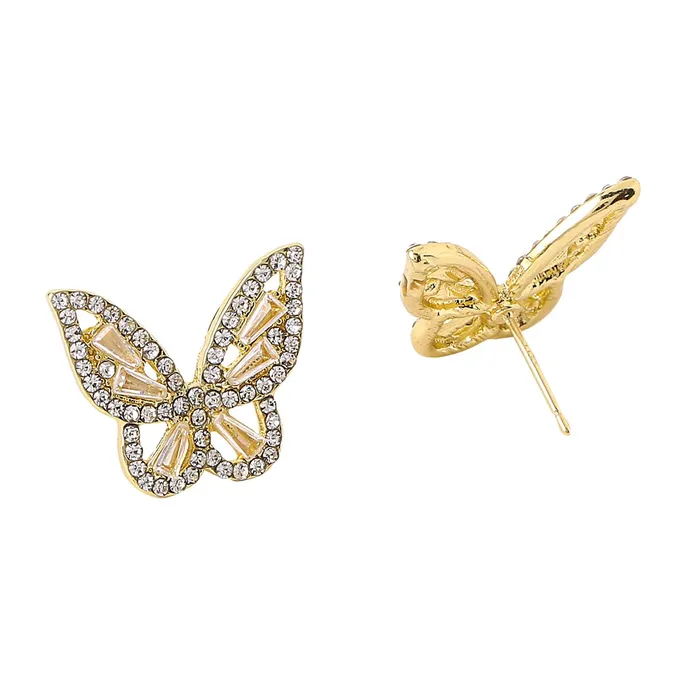 Earrings Yellow Chimes Yellow Chimes Earrings For Women Gold Tone Cystal Studded Butterfly Shape Stud Earrings For Women and Girls