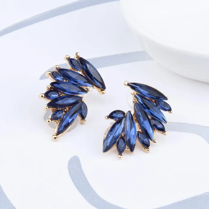 Earrings Yellow Chimes Yellow Chimes Elegant Gold Plated Crystal ClipOn Stud Earrings for Women and Girls Blue