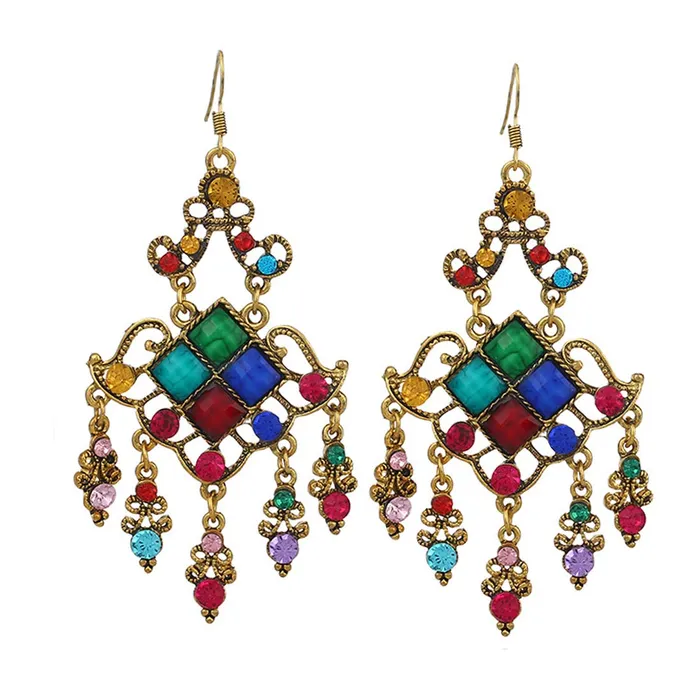 Earrings Yellow Chimes Yellow Chimes Fancy Bohemian Fashion Crystal Alloy Dangle Earring for Women and Girls