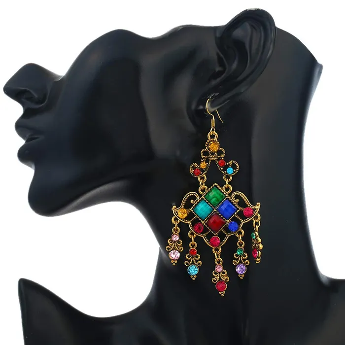 Earrings Yellow Chimes Yellow Chimes Fancy Bohemian Fashion Crystal Alloy Dangle Earring for Women and Girls