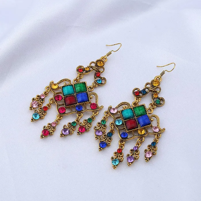 Earrings Yellow Chimes Yellow Chimes Fancy Bohemian Fashion Crystal Alloy Dangle Earring for Women and Girls