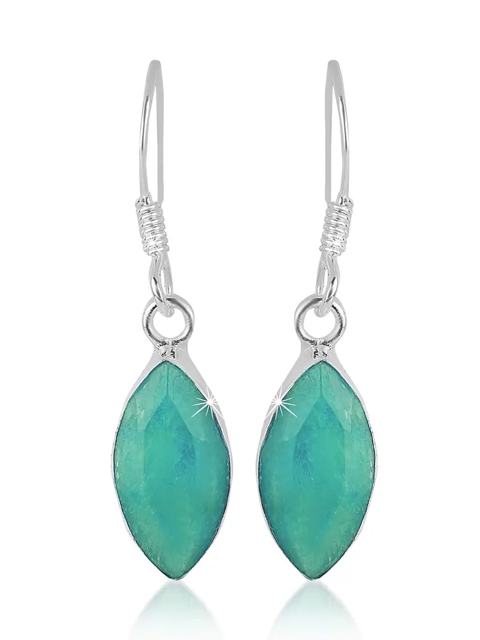 Earrings Yellow Chimes Yellow Chimes Gemstone Emerald Quartz 925 Sterling Silver Hallmark and Certified Purity Drop Earrings for Women and Girls