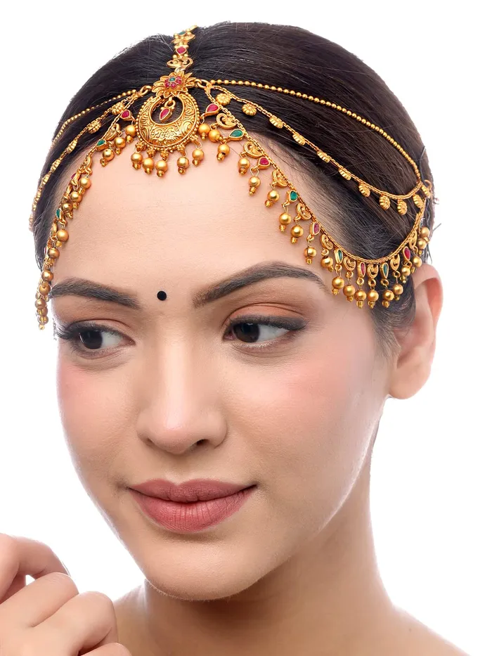 Earrings Yellow Chimes Yellow Chimes Head Chain For Women Gold Toned Bridal layered Beaded Traditional Mathapatti For Women and Girls Gold3 Earrings Yellow Chimes Yellow Chimes Head Chain For Women Gold Toned Bridal layered Beaded Traditional Mathapatti For Women and Girls Gold3